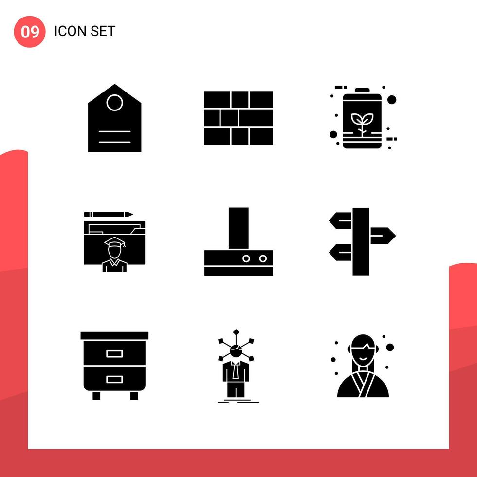 Pack of 9 Universal Glyph Icons for Print Media on White Background Creative Black Icon vector background