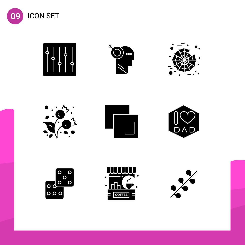 Group of 9 Solid Glyphs Signs and Symbols for layers copy halloween cold berries Editable Vector Design Elements