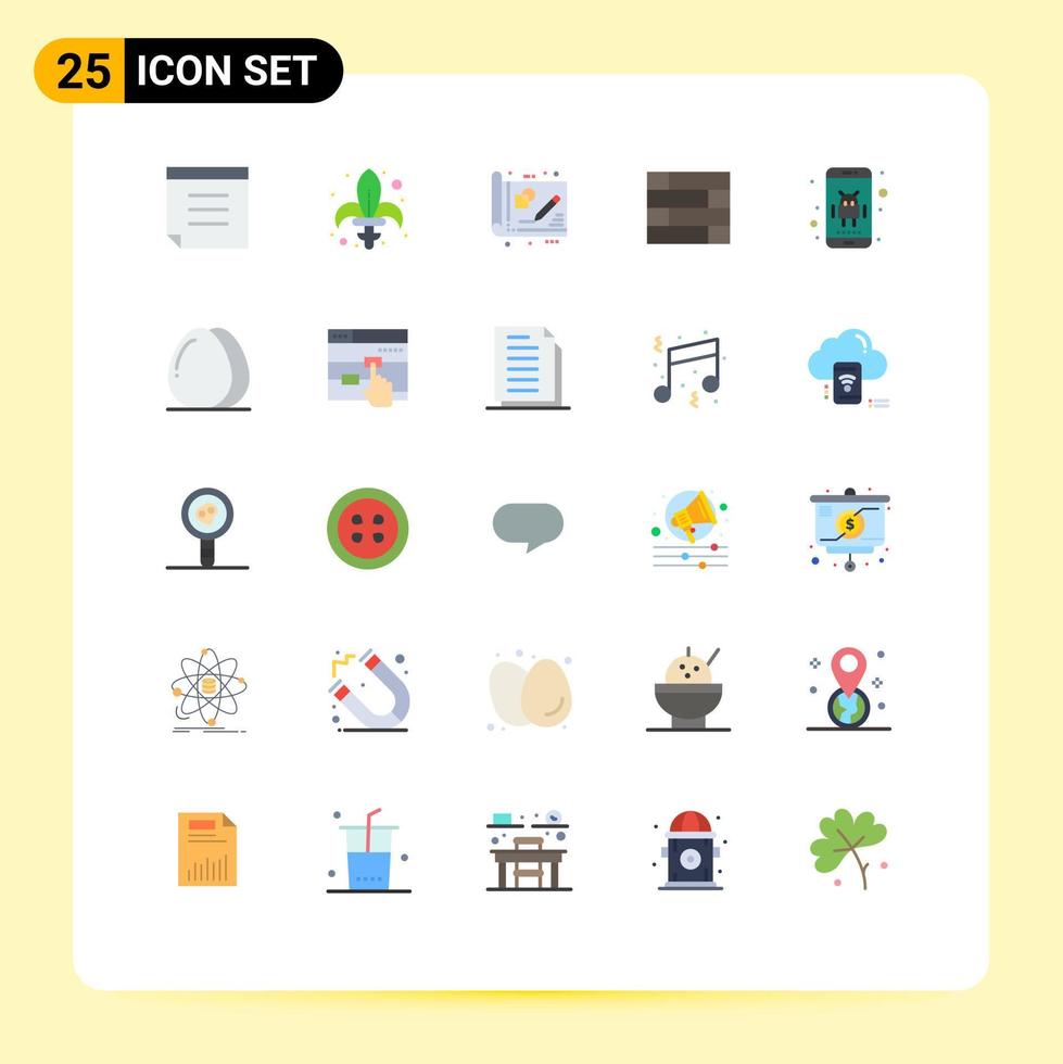 Group of 25 Flat Colors Signs and Symbols for app android business wall lock pad Editable Vector Design Elements