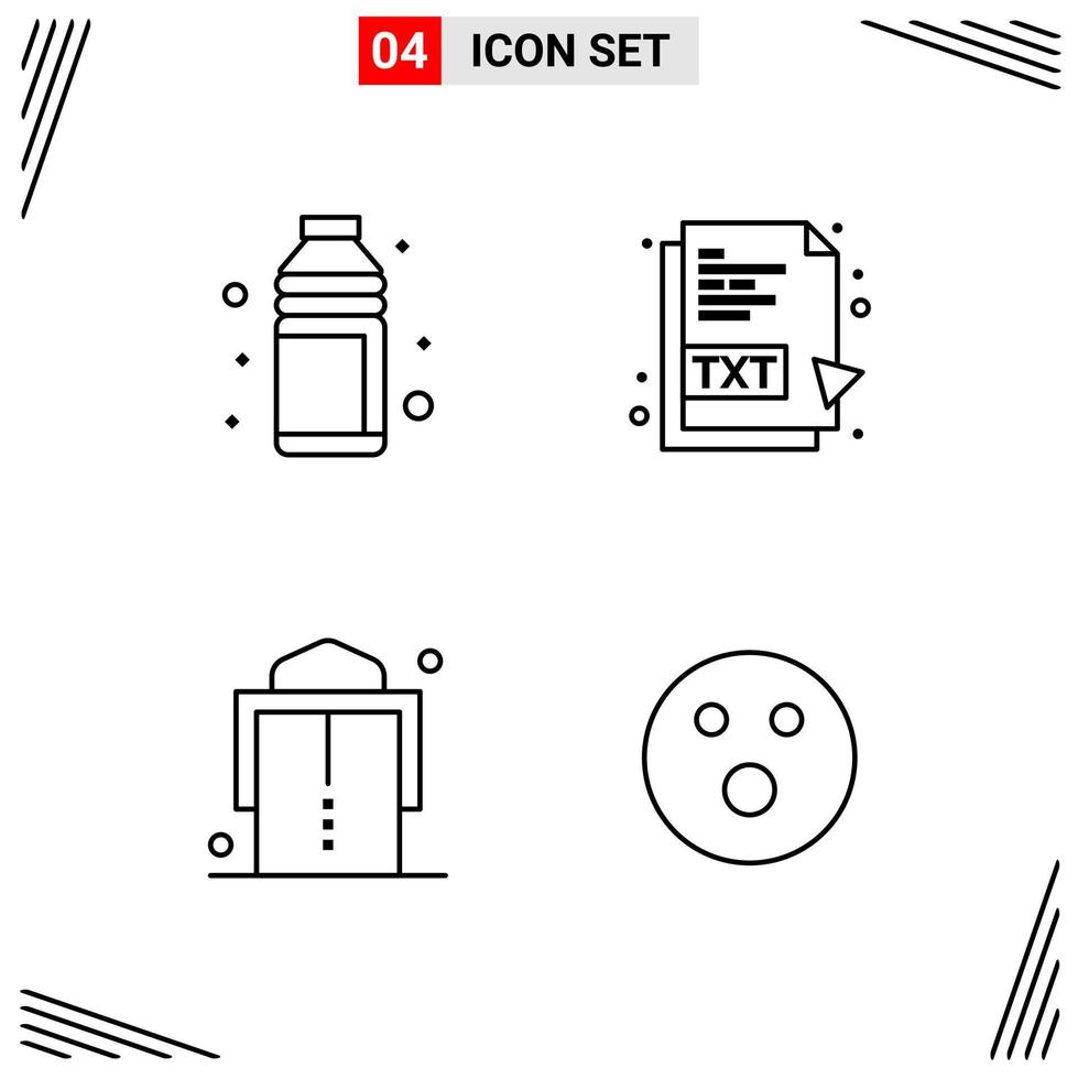 4 Icons Line Style Grid Based Creative Outline Symbols for Website Design Simple Line Icon Signs Isolated on White Background 4 Icon Set Creative Black Icon vector background