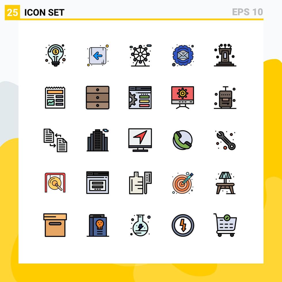 Universal Icon Symbols Group of 25 Modern Filled line Flat Colors of tribune podium life pedestal optimization Editable Vector Design Elements