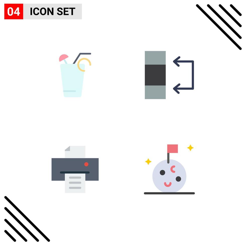 User Interface Pack of 4 Basic Flat Icons of juice printer spring table moon Editable Vector Design Elements