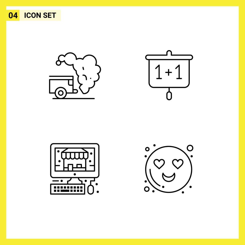 Modern Set of 4 Filledline Flat Colors Pictograph of dump pc pollution presentation emot Editable Vector Design Elements
