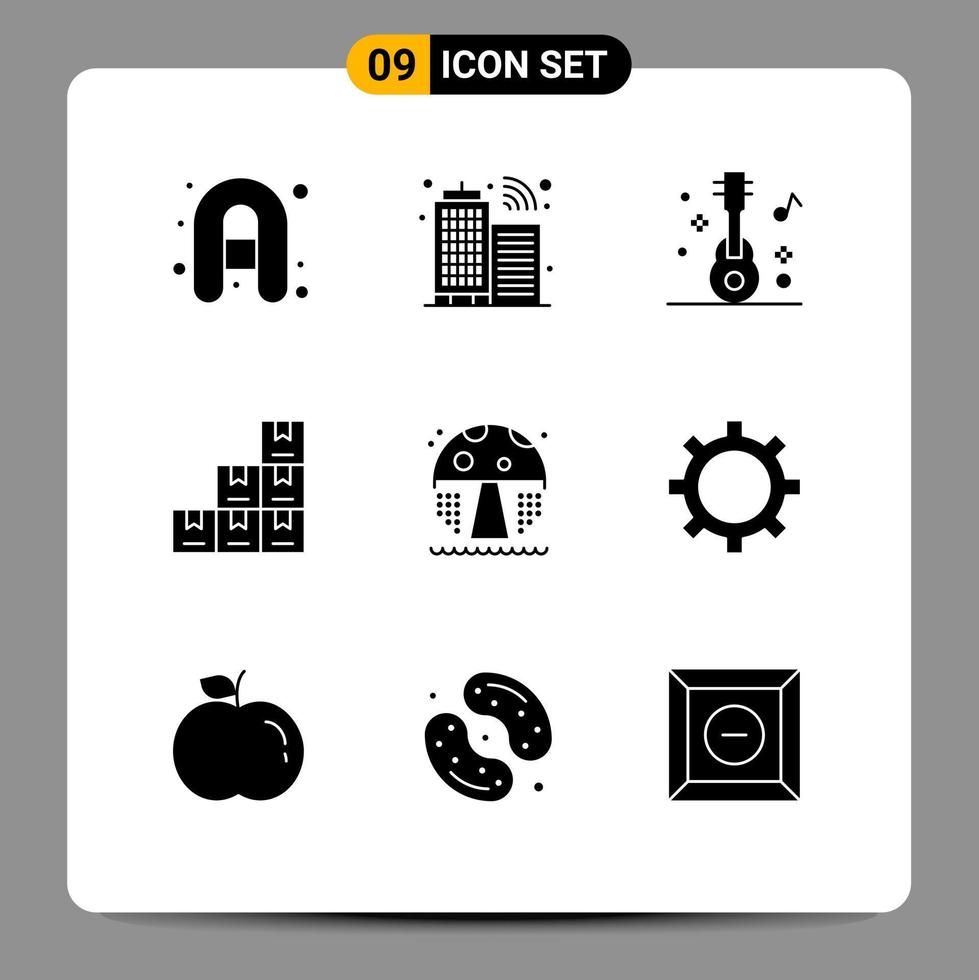 Modern Set of 9 Solid Glyphs and symbols such as management mushroom music park logistic Editable Vector Design Elements