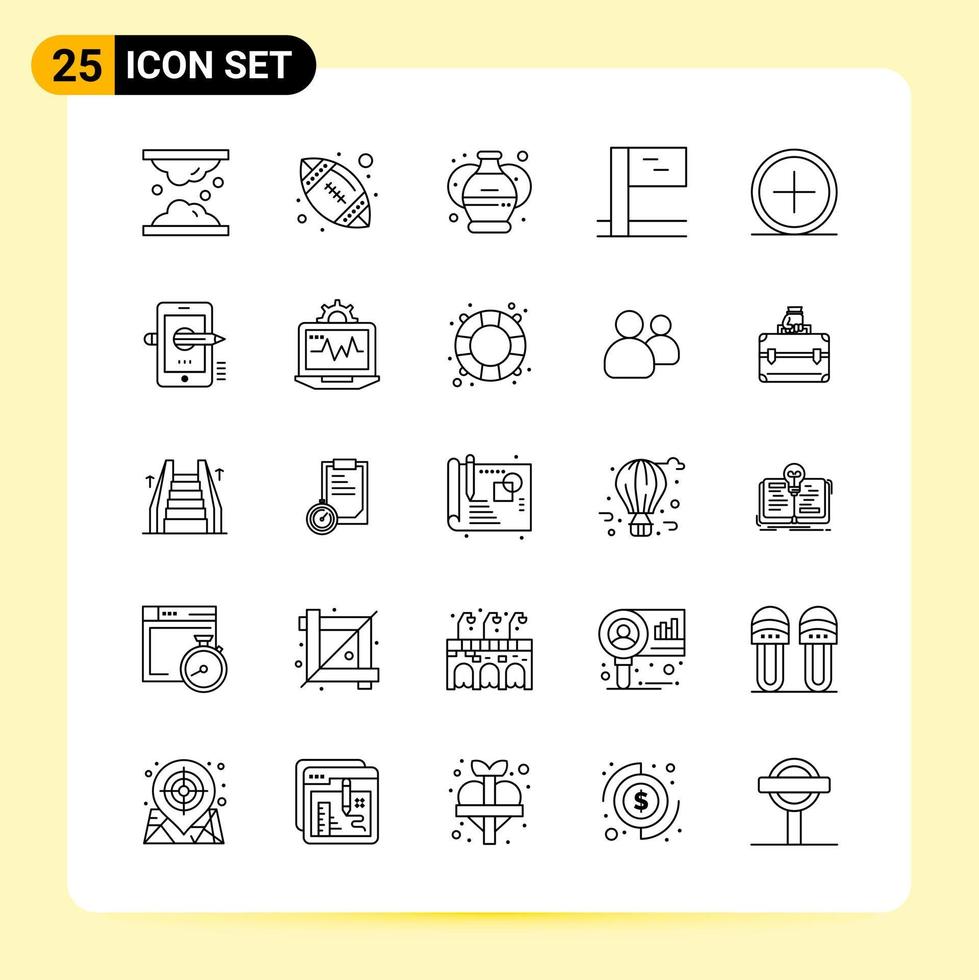 25 Creative Icons for Modern website design and responsive mobile apps 25 Outline Symbols Signs on White Background 25 Icon Pack Creative Black Icon vector background