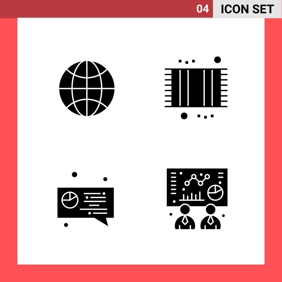 paquete de 4 iconos símbolos de glifo de estilo sólido sobre fondo blanco signos simples para el diseño general fondo de vector de icono negro creativo