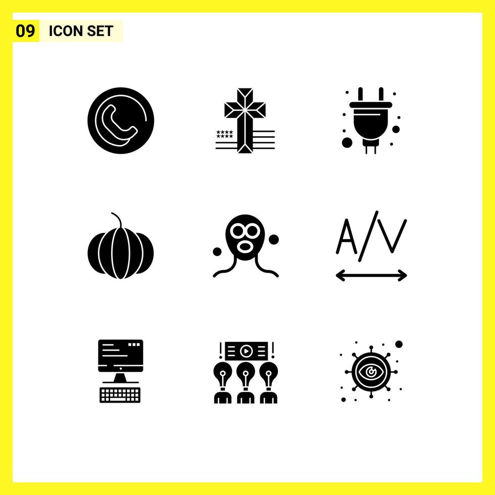 Solid Glyph Pack of 9 Universal Symbols of tracking relaxation socket facial mask beauty Editable Vector Design Elements