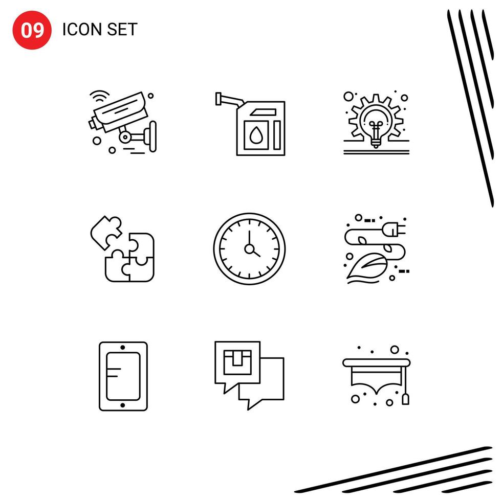 9 Universal Outlines Set for Web and Mobile Applications call science station puzzle idea Editable Vector Design Elements