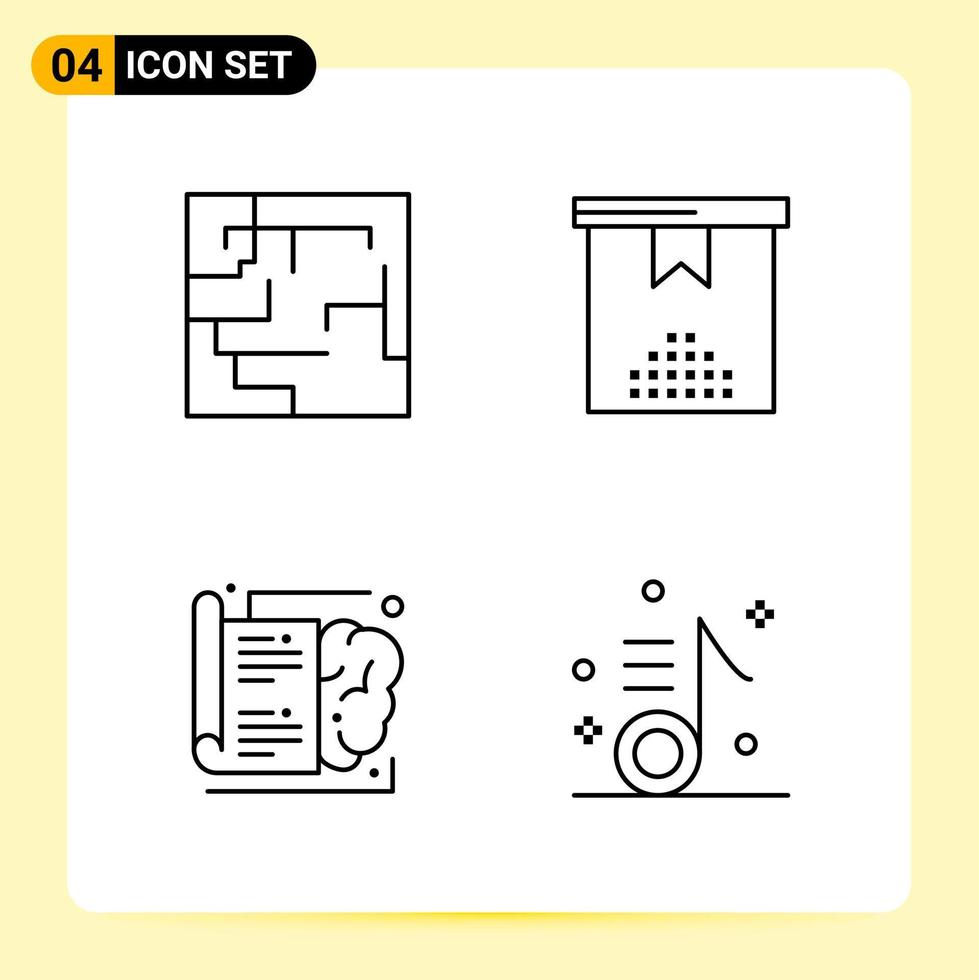 4 Creative Icons for Modern website design and responsive mobile apps 4 Outline Symbols Signs on White Background 4 Icon Pack Creative Black Icon vector background