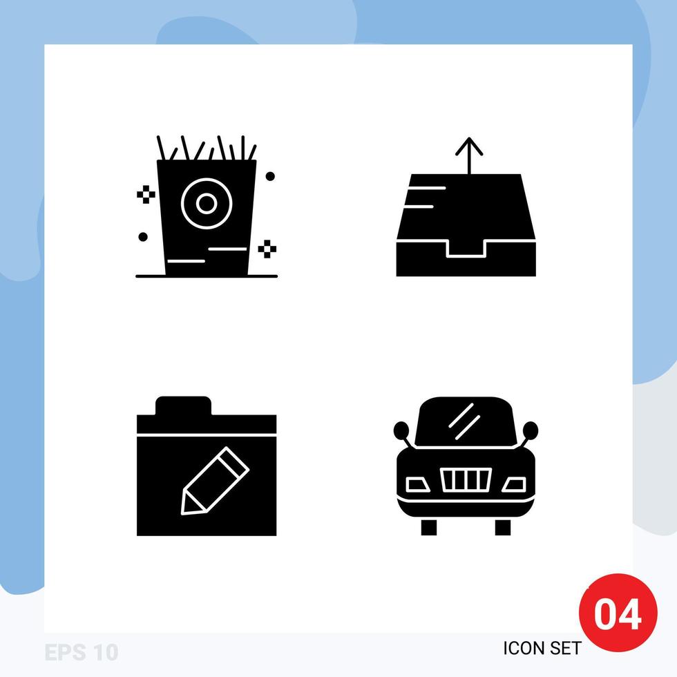 Universal Icon Symbols Group of Modern Solid Glyphs of fries rename party send vehicle Editable Vector Design Elements