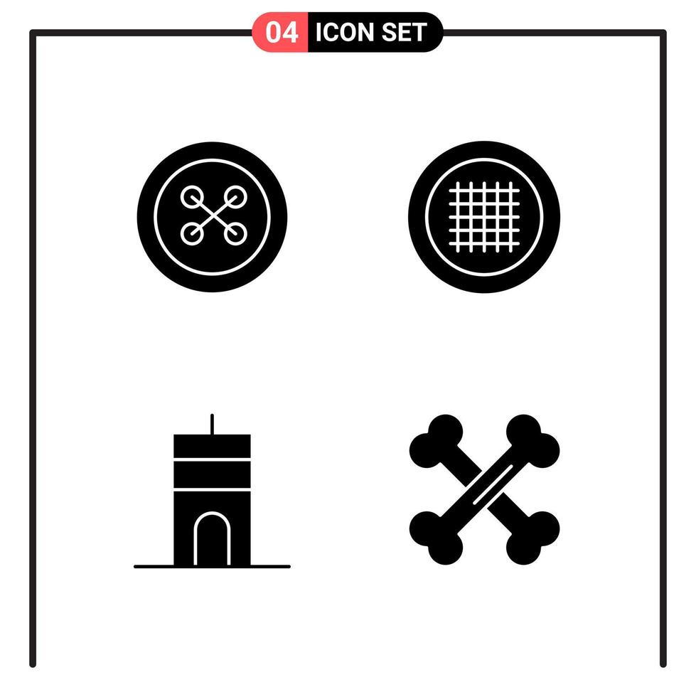 Set of 4 Solid Style Icons for web and mobile Glyph Symbols for print Solid Icon Signs Isolated on White Background 4 Icon Set Creative Black Icon vector background