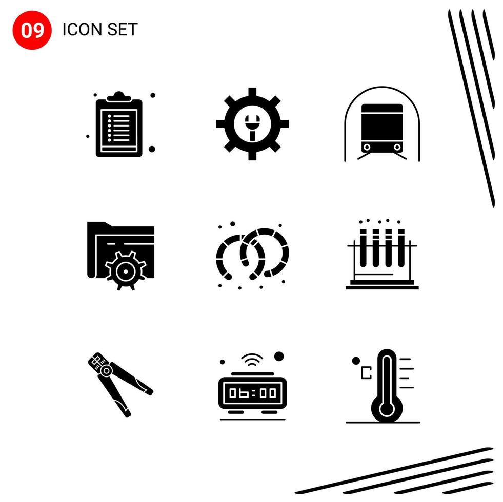 Collection of 9 Vector Icons in solid style Pixle Perfect Glyph Symbols for Web and Mobile Solid Icon Signs on White Background 9 Icons Creative Black Icon vector background