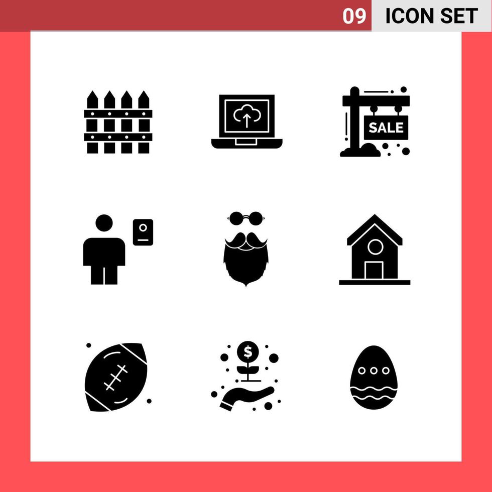 paquete de 9 iconos símbolos de glifo de estilo sólido sobre fondo blanco signos simples para el diseño general fondo de vector de icono negro creativo