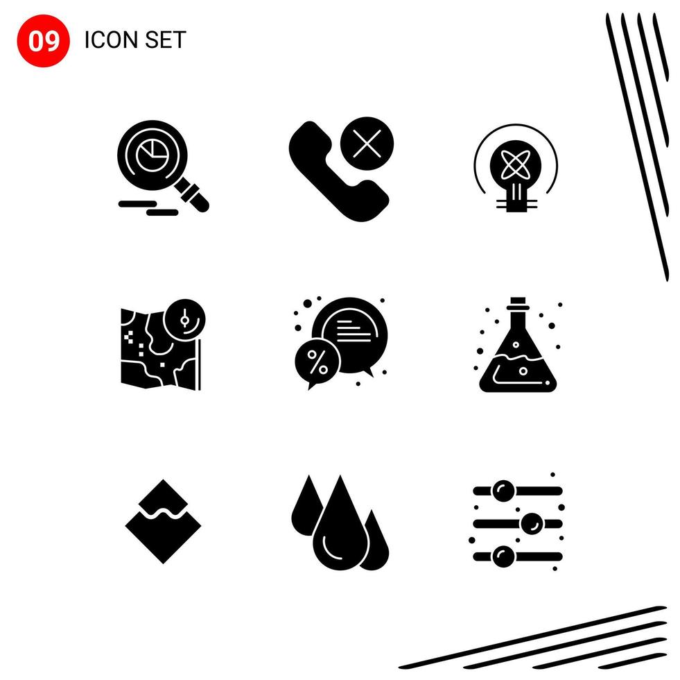 Collection of 9 Vector Icons in solid style Pixle Perfect Glyph Symbols for Web and Mobile Solid Icon Signs on White Background 9 Icons Creative Black Icon vector background