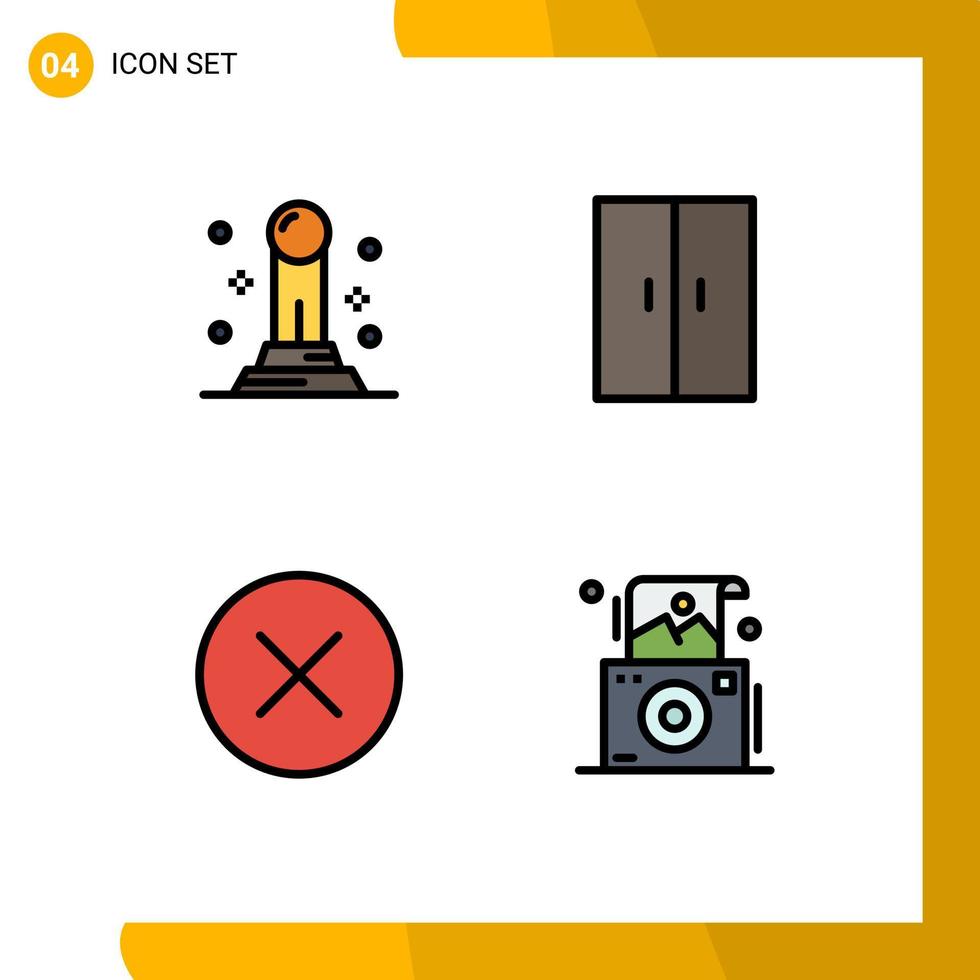 Set of 4 Vector Filledline Flat Colors on Grid for business hide furniture wardrobe photo Editable Vector Design Elements