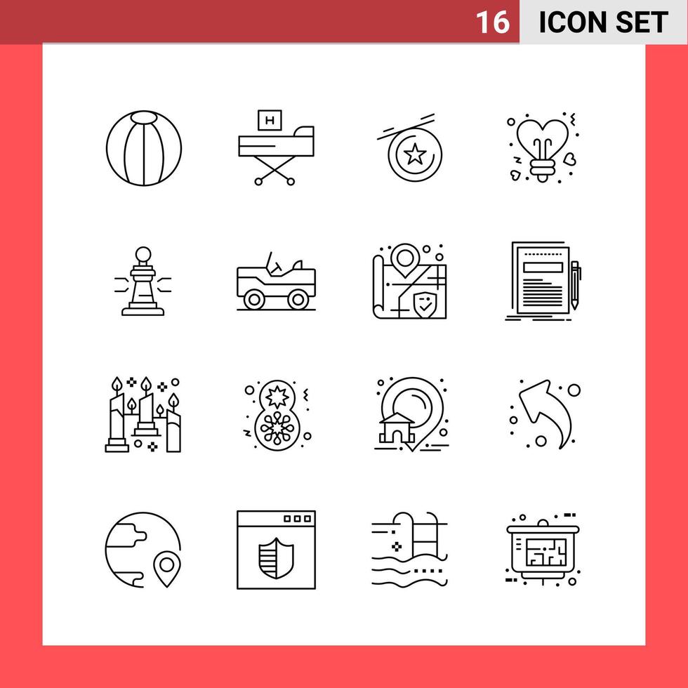 16 Icon Pack Line Style Outline Symbols on White Background Simple Signs for general designing Creative Black Icon vector background