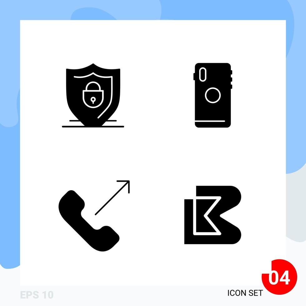 Modern Pack of 4 Icons Solid Glyph Symbols isolated on White Backgound for Website designing Creative Black Icon vector background