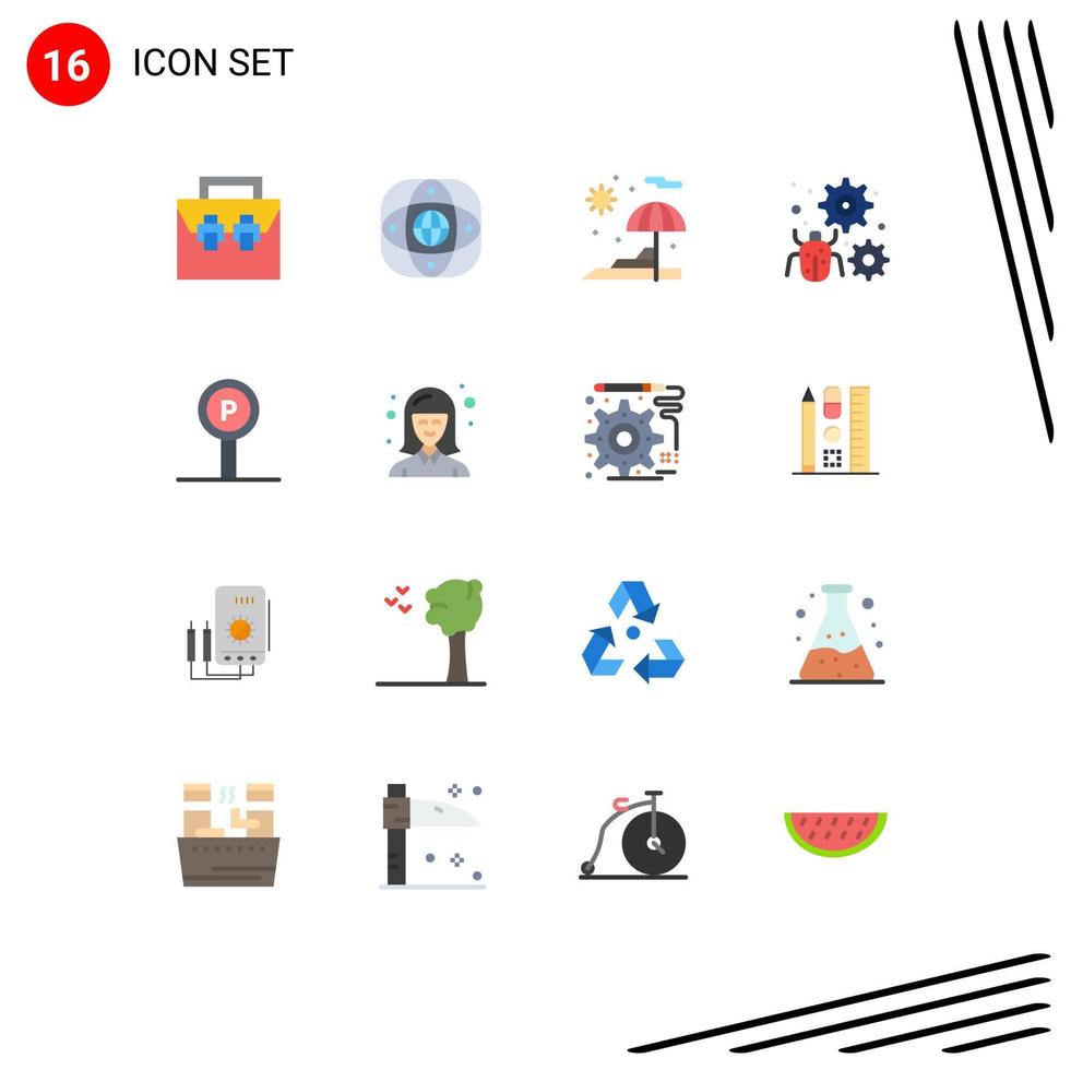 paquete de iconos de vector de stock de 16 signos y símbolos de línea para error de engranaje paquete editable de vacaciones de antivirus global de elementos de diseño de vector creativo