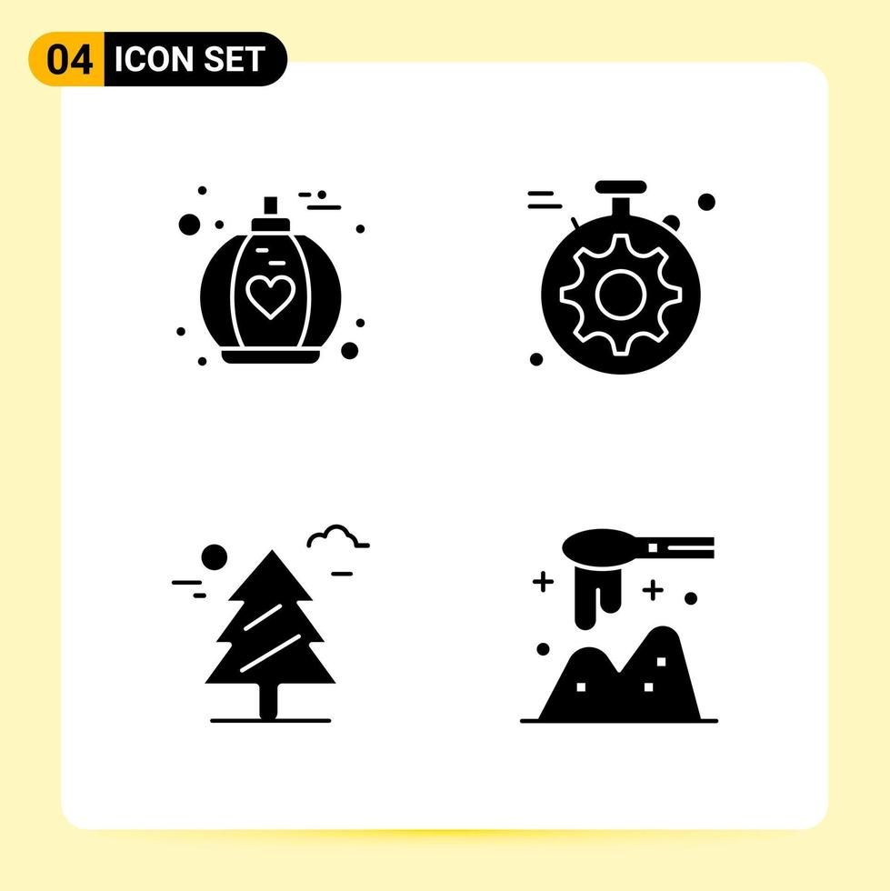 4 Creative Icons for Modern website design and responsive mobile apps 4 Glyph Symbols Signs on White Background 4 Icon Pack Creative Black Icon vector background