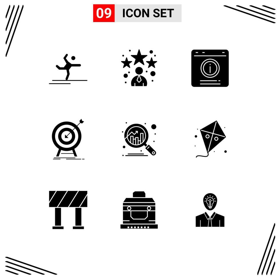 Modern Set of 9 Solid Glyphs and symbols such as target market bubble hit support Editable Vector Design Elements