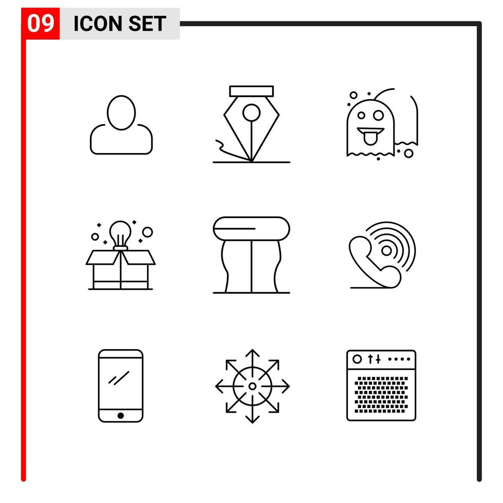 9 General Icons for website design print and mobile apps 9 Outline Symbols Signs Isolated on White Background 9 Icon Pack Creative Black Icon vector background
