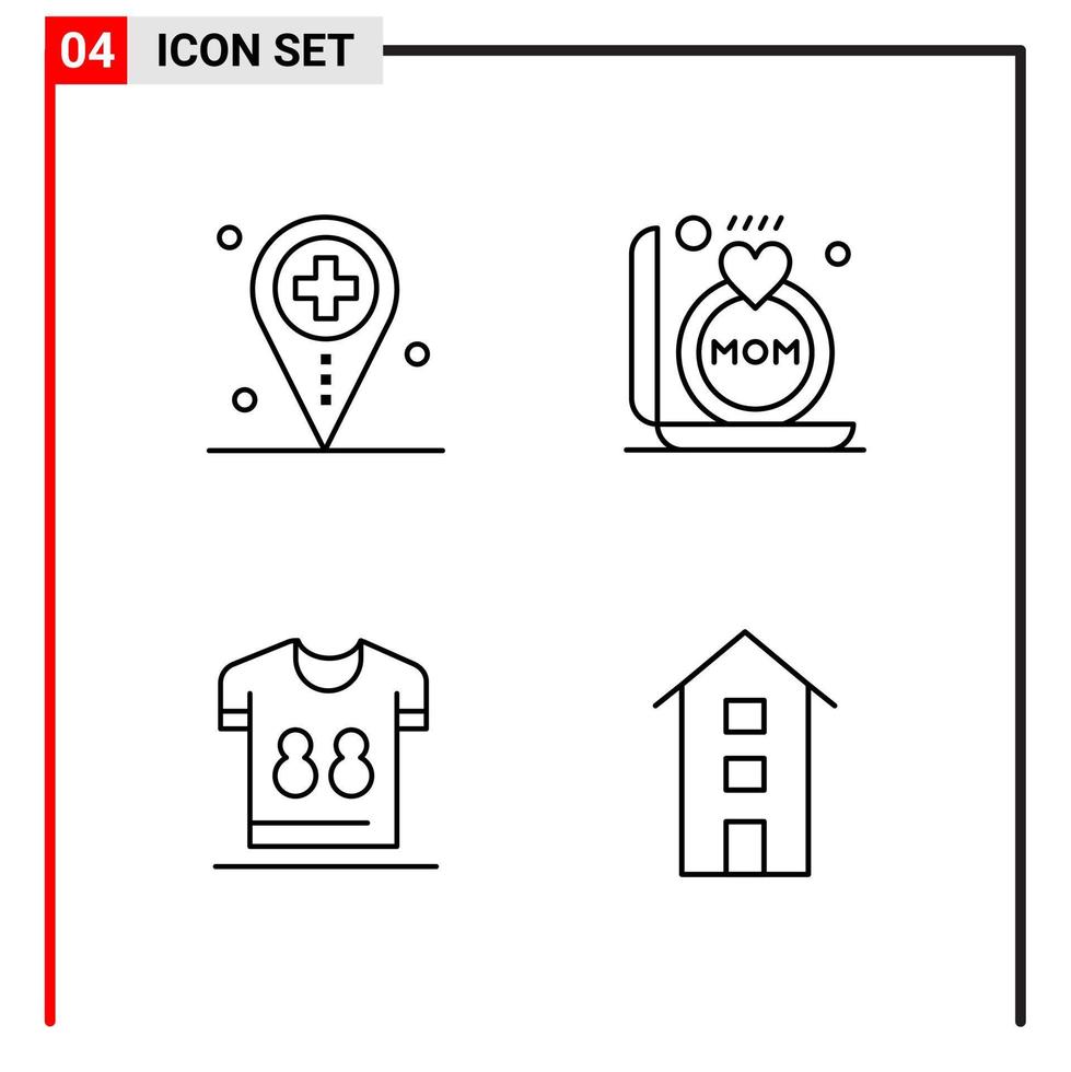 4 General Icons for website design print and mobile apps 4 Outline Symbols Signs Isolated on White Background 4 Icon Pack Creative Black Icon vector background