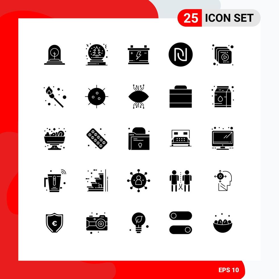 Modern Set of 25 Solid Glyphs Pictograph of collection israel tree currency car Editable Vector Design Elements