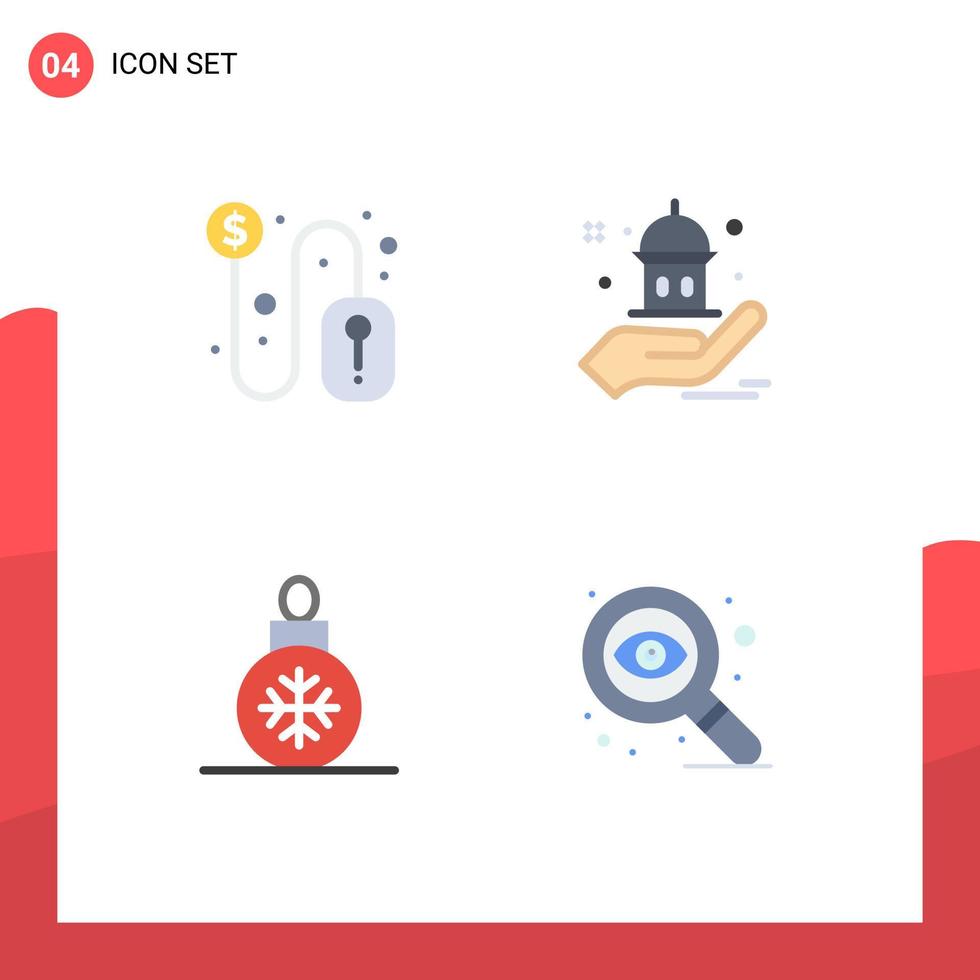 User Interface Pack of 4 Basic Flat Icons of click christmas mouse help decoration Editable Vector Design Elements
