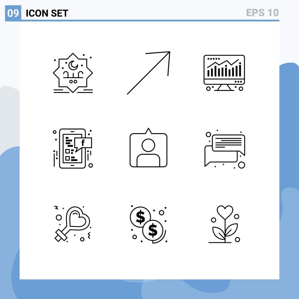 9 Creative Icons Modern Signs and Symbols of chat instagram chart contac social media Editable Vector Design Elements