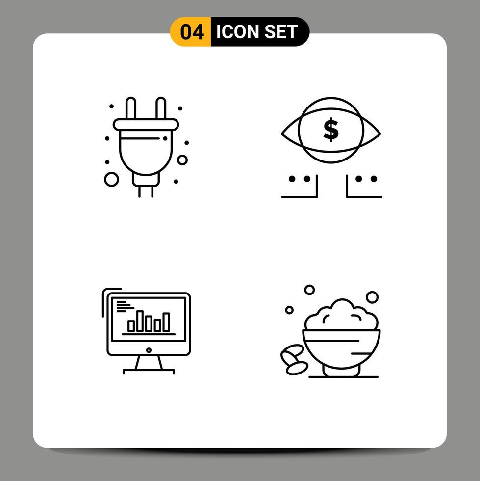 Modern Set of 4 Filledline Flat Colors and symbols such as electric analytics hardware marketing computer Editable Vector Design Elements