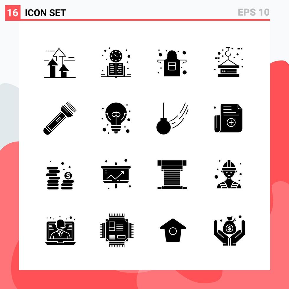 colección de 16 iconos vectoriales en estilo sólido símbolos de glifos modernos para web y móvil signo de icono sólido aislado en fondo blanco 16 iconos fondo de vector de icono negro creativo