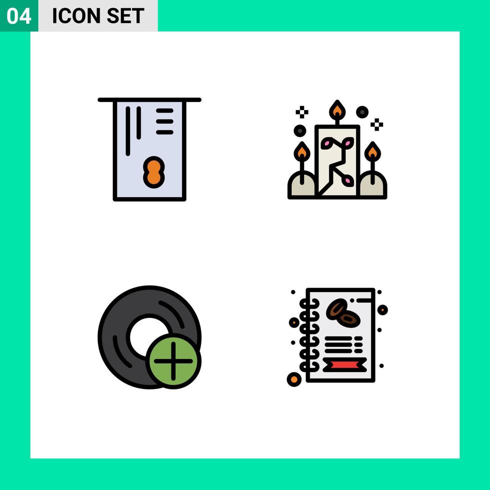 Stock Vector Icon Pack of 4 Line Signs and Symbols for atm devices candle ornamental gadget Editable Vector Design Elements