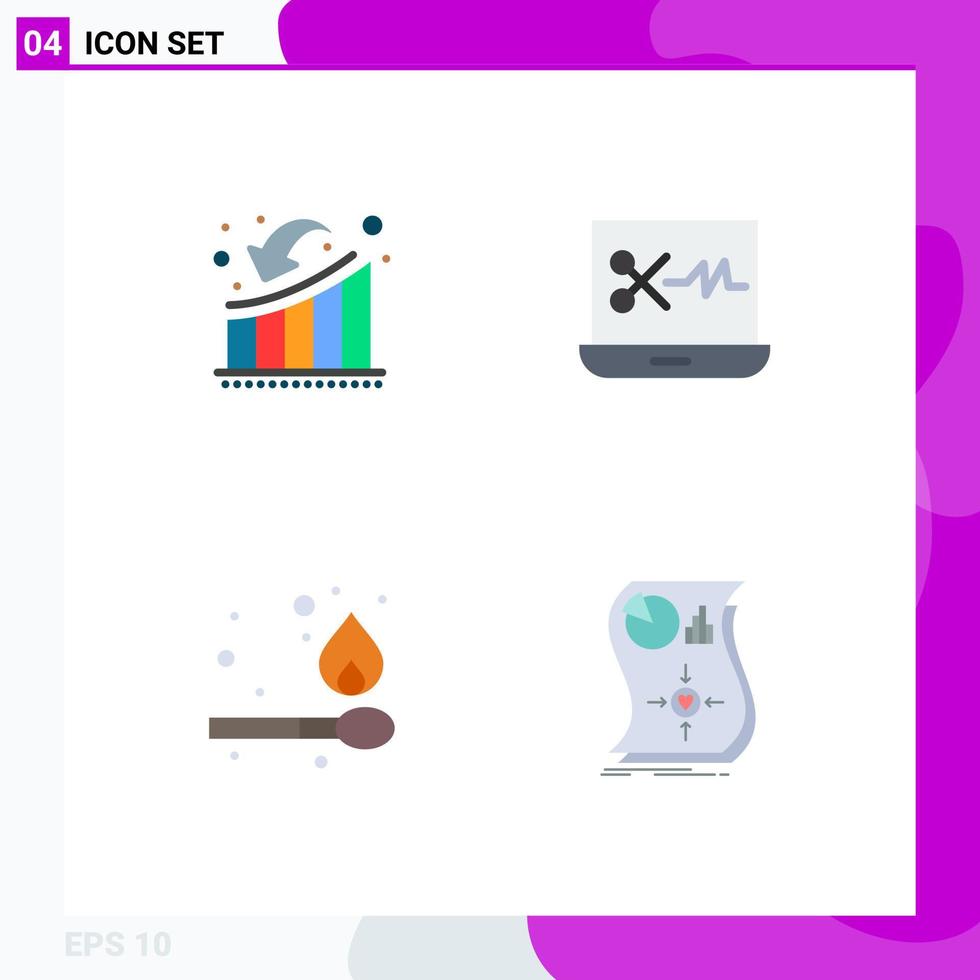 Pack of 4 Modern Flat Icons Signs and Symbols for Web Print Media such as businessman fire growth audio editing software estimation Editable Vector Design Elements