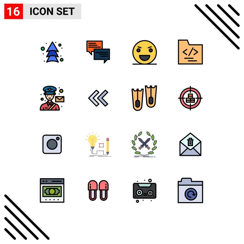 Flat Color Filled Line Pack of 16 Universal Symbols of avatar file chat folder monster Editable Creative Vector Design Elements