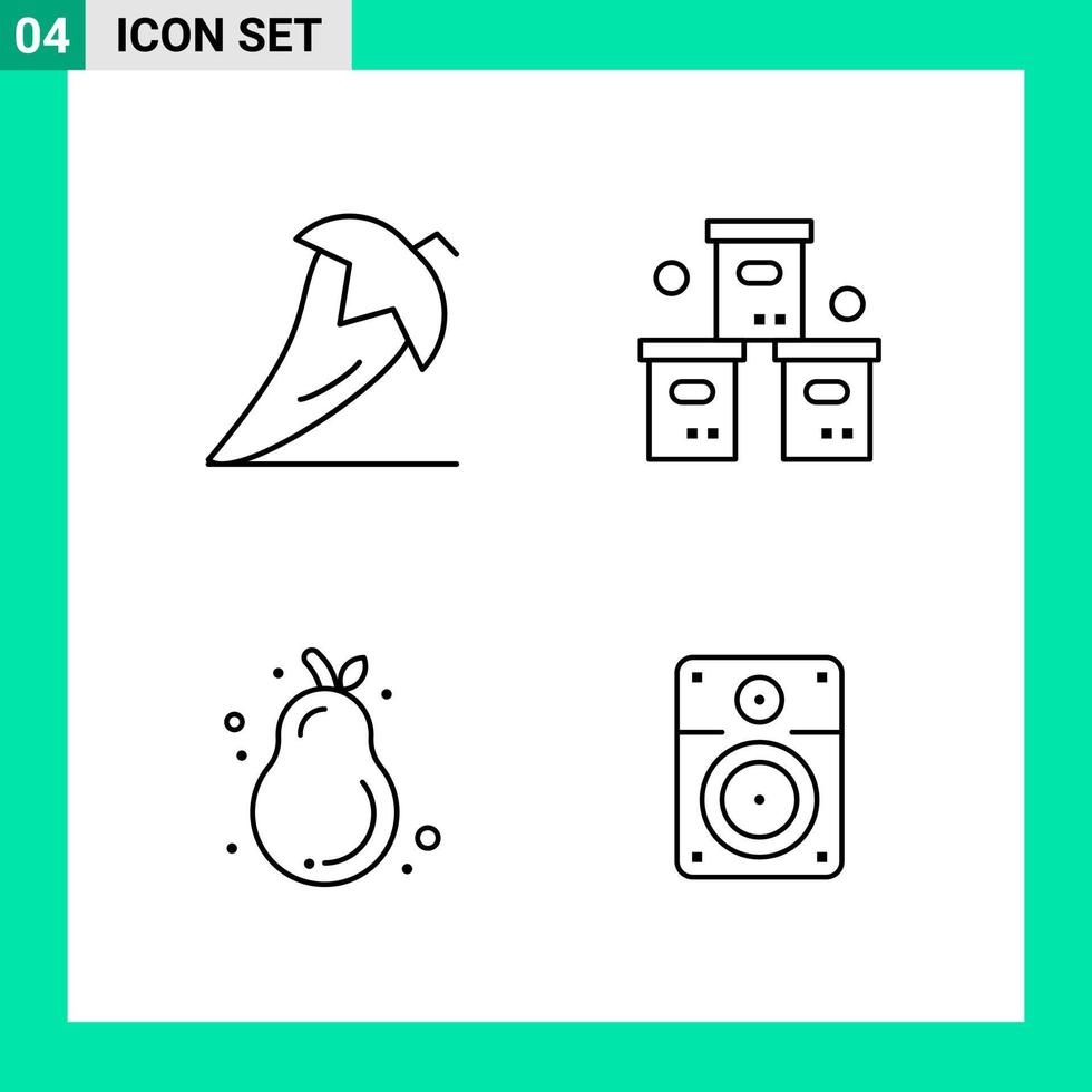 Pack of 4 Line Style Icon Set Outline Symbols for print Creative Signs Isolated on White Background 4 Icon Set Creative Black Icon vector background