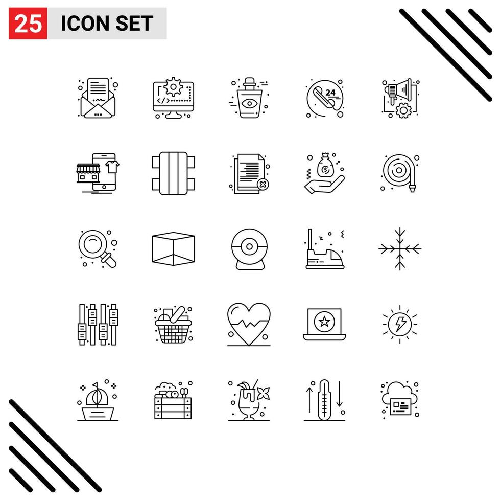 25 Universal Line Signs Symbols of digital service blood communication anytime Editable Vector Design Elements