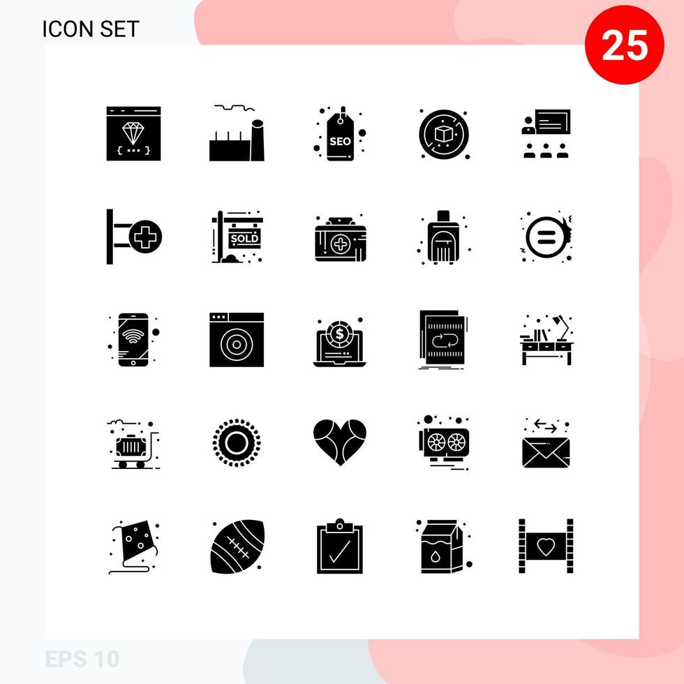 conjunto de 25 iconos de ui modernos símbolos signos para dieta de trabajo en equipo planta industrial sin etiqueta seo elementos de diseño vectorial editables vector