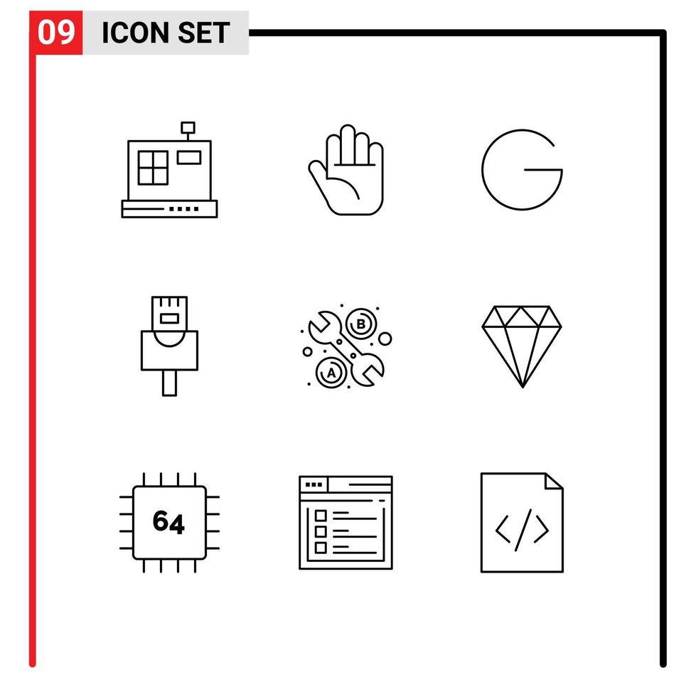 paquete de interfaz de usuario de 9 esquemas básicos de elementos de diseño de vector editables de herramienta de diamante de criptomoneda de joya de gam