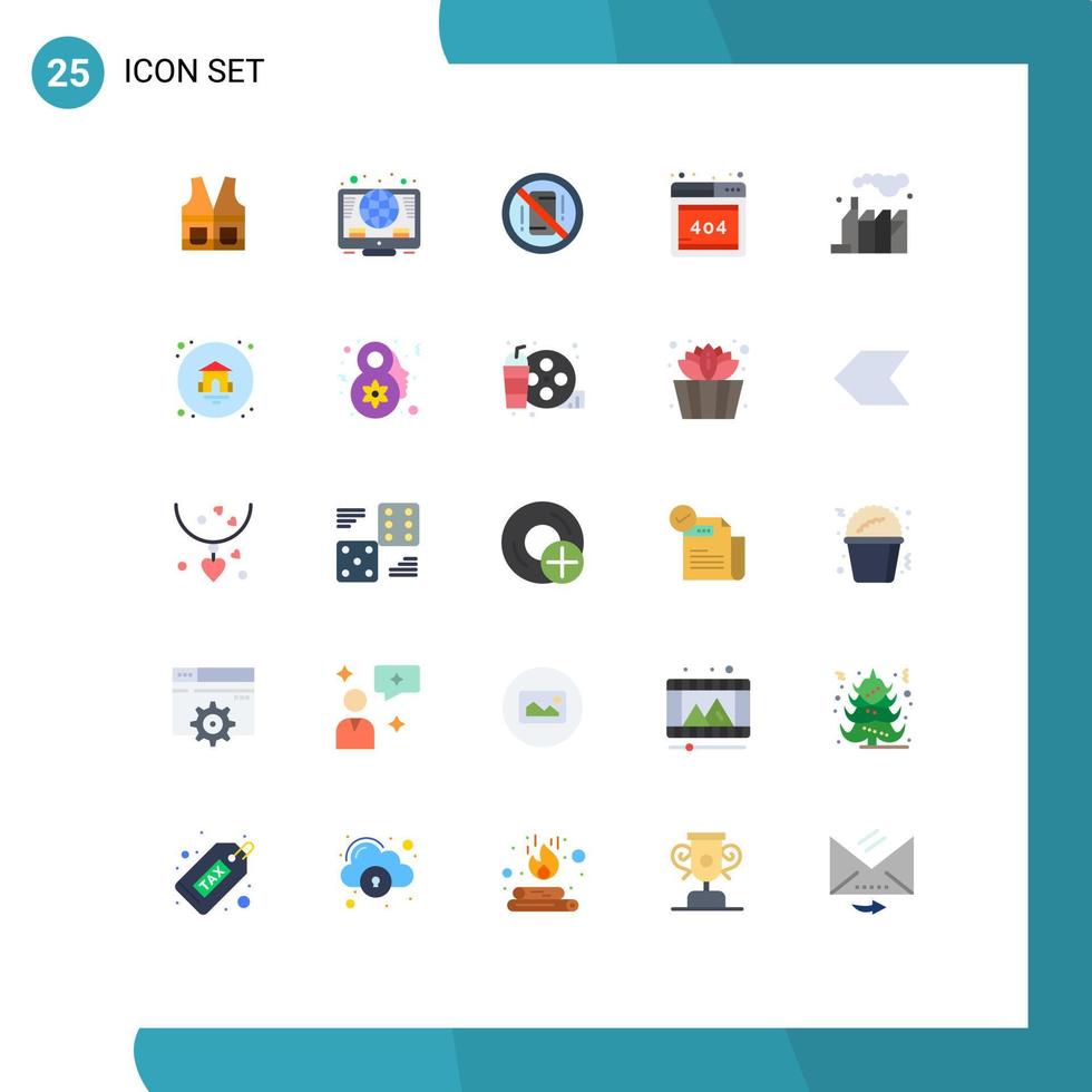 Flat Color Pack of 25 Universal Symbols of energy error coins browser off Editable Vector Design Elements