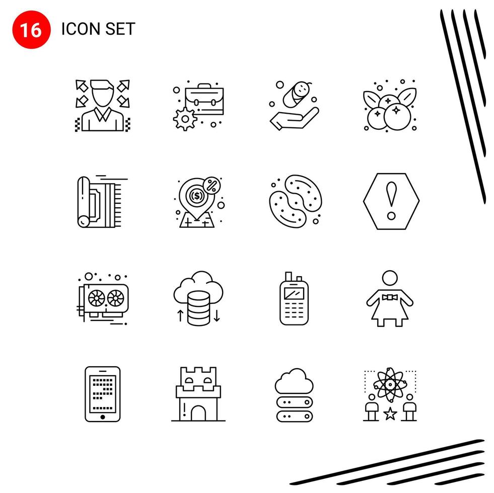 Collection of 16 Vector Icons in Line style Pixle Perfect Outline Symbols for Web and Mobile Line Icon Signs on White Background 16 Icons Creative Black Icon vector background