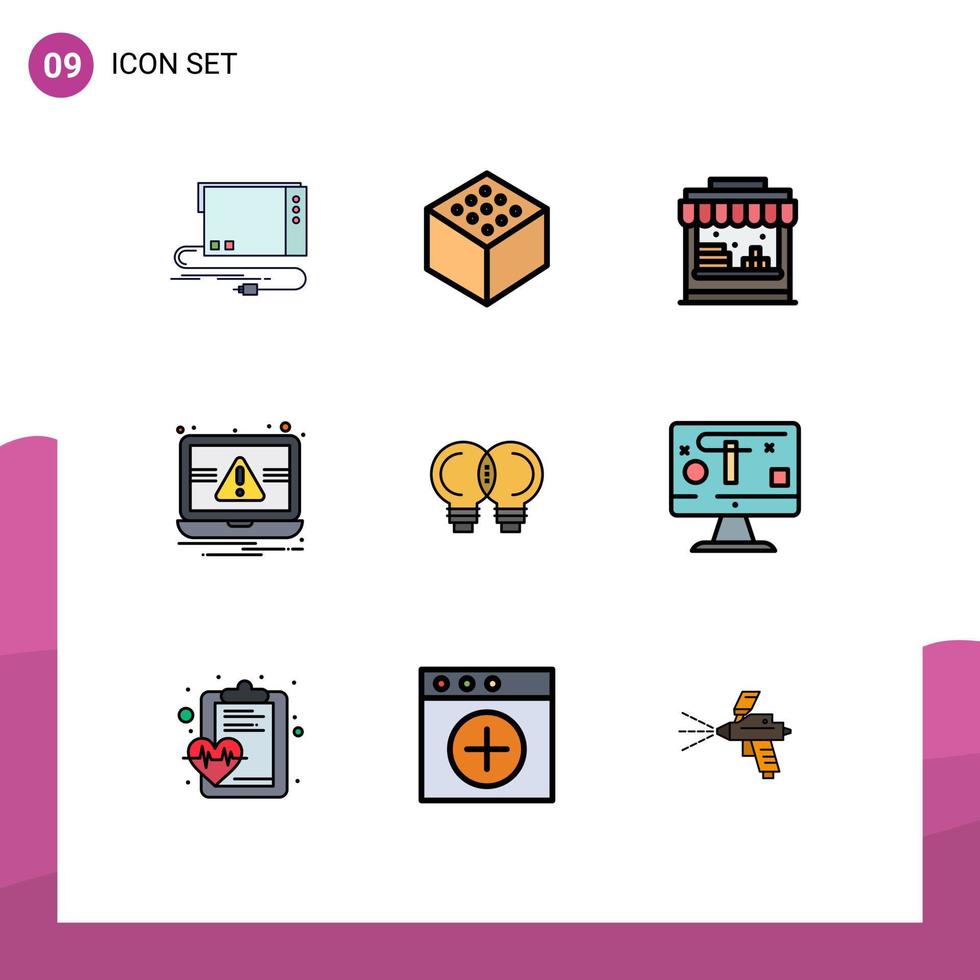 Pictogram Set of 9 Simple Filledline Flat Colors of thinking innovation water idea notification Editable Vector Design Elements