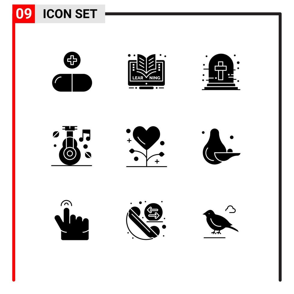Set of 9 Modern UI Icons Symbols Signs for disease medicine graveyard cross medical alternative Editable Vector Design Elements