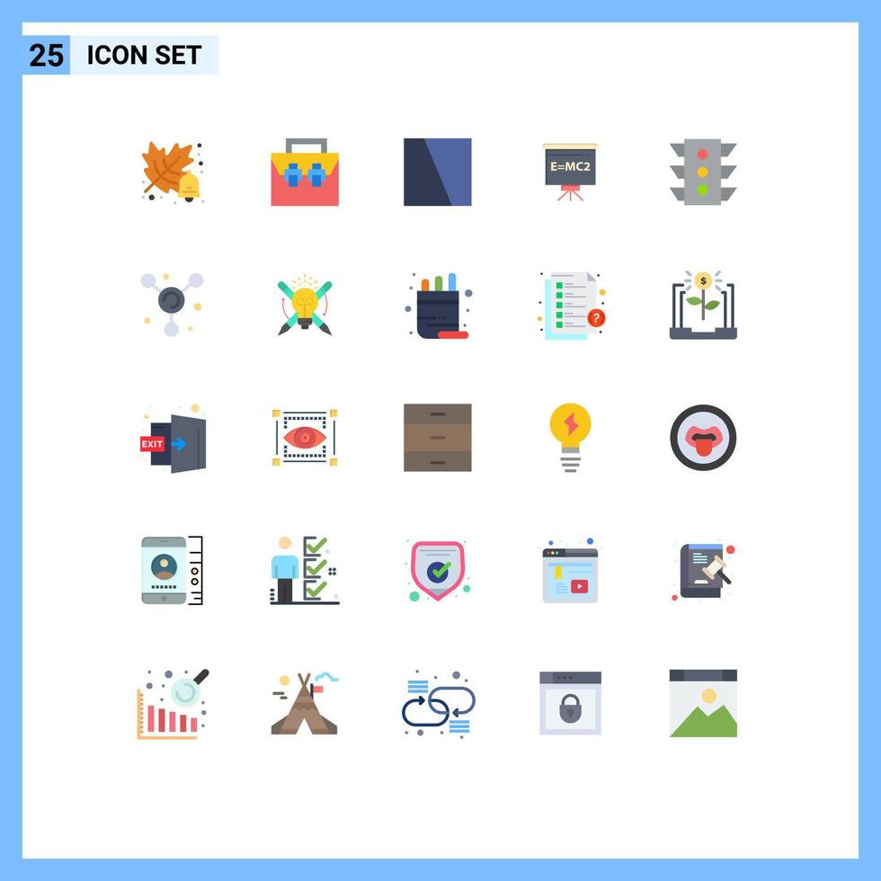 Group of 25 Flat Colors Signs and Symbols for traffic education collage board classroom Editable Vector Design Elements