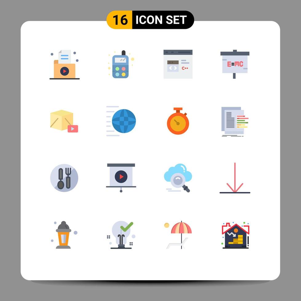 Universal Icon Symbols Group of 16 Modern Flat Colors of research lab c experiment development Editable Pack of Creative Vector Design Elements