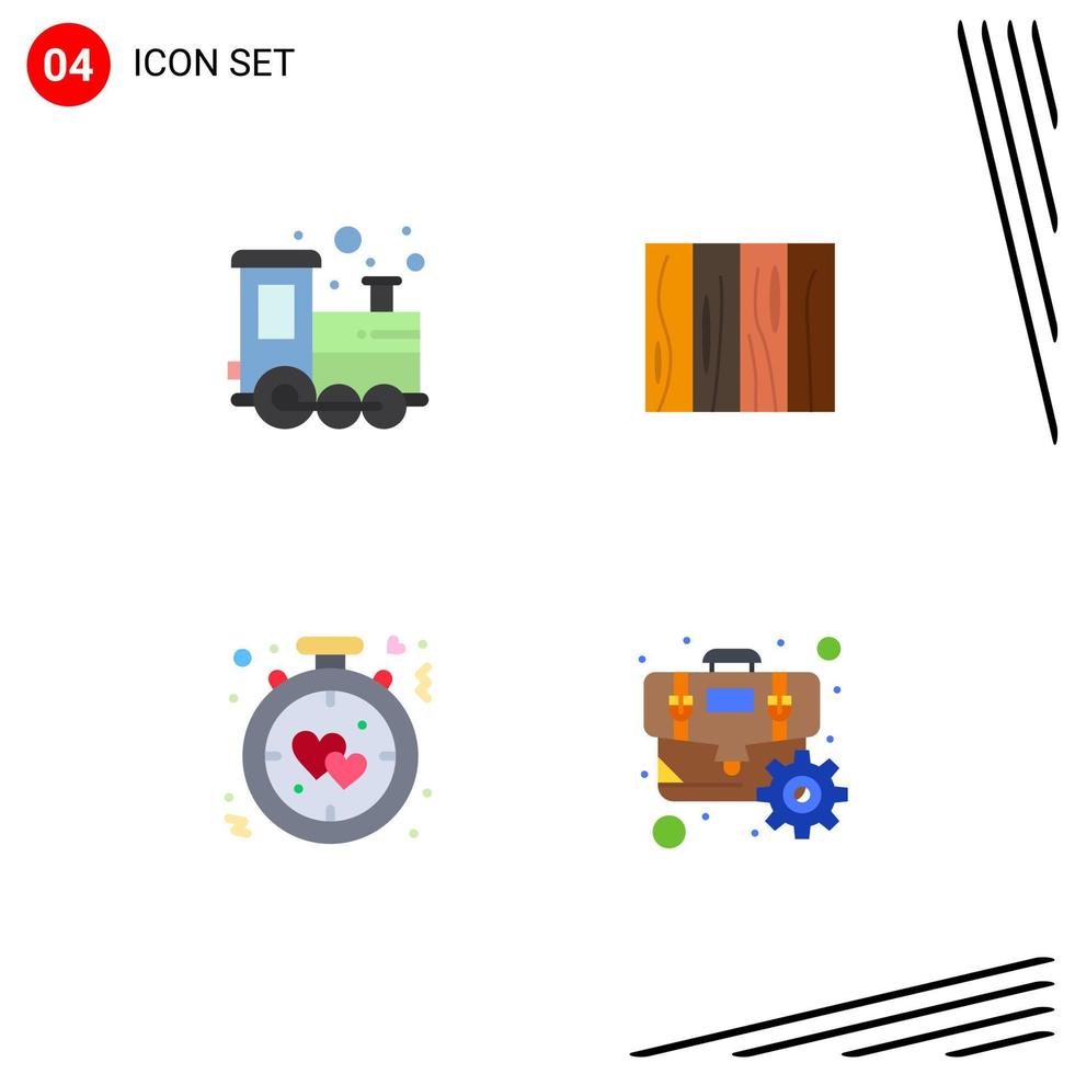 Set of 4 Vector Flat Icons on Grid for baby texture play time interior heart Editable Vector Design Elements