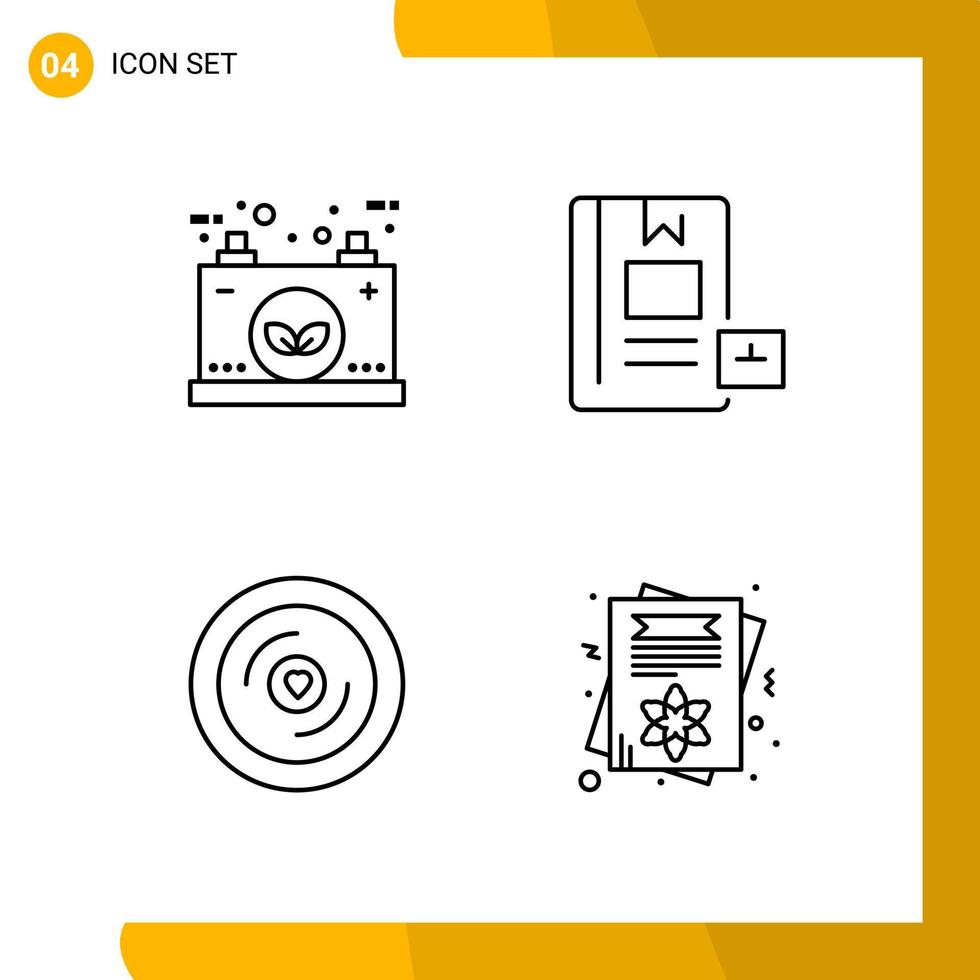 4 Icon Set Line Style Icon Pack Outline Symbols isolated on White Backgound for Responsive Website Designing Creative Black Icon vector background