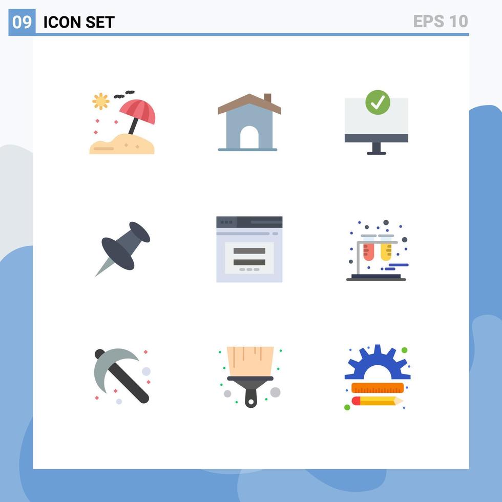 9 Universal Flat Colors Set for Web and Mobile Applications web page connected mark marker Editable Vector Design Elements