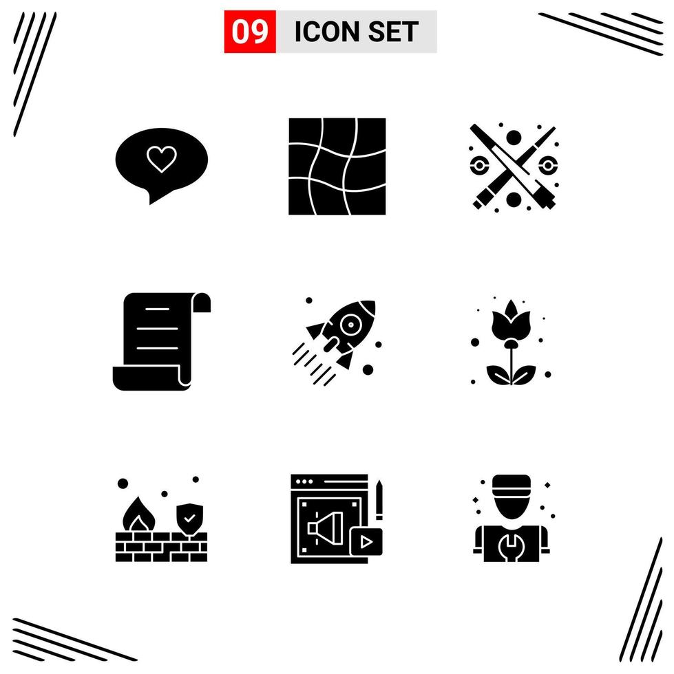 9 Icons Solid Style Grid Based Creative Glyph Symbols for Website Design Simple Solid Icon Signs Isolated on White Background 9 Icon Set Creative Black Icon vector background