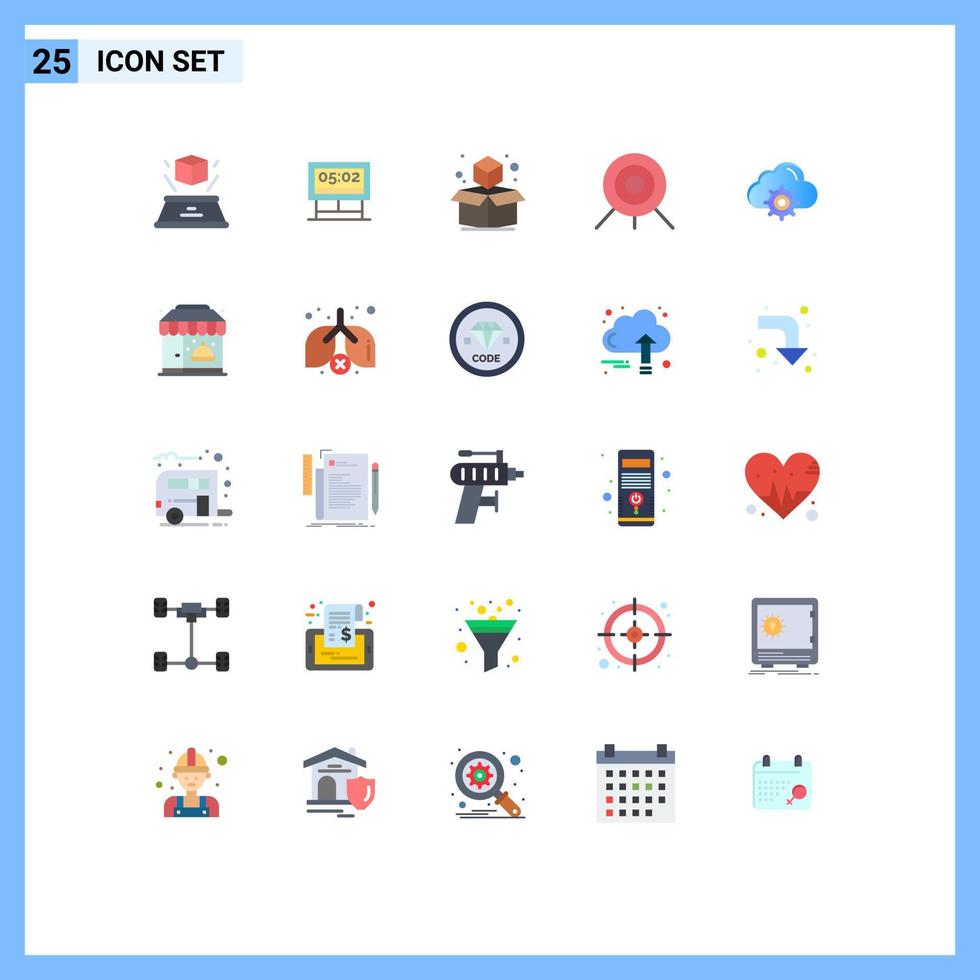 User Interface Pack of 25 Basic Flat Colors of computing setting cube cloud sport Editable Vector Design Elements
