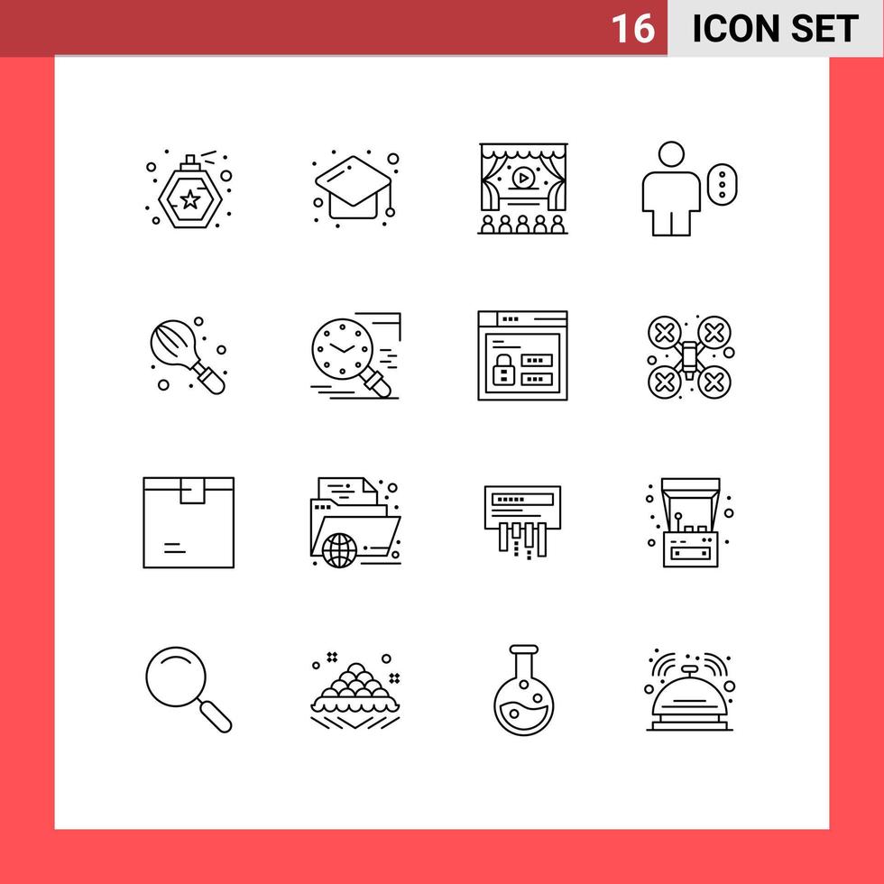 paquete de iconos de vector de stock de 16 signos y símbolos de línea para elementos de diseño de vector editables de cuerpo de contraseña de anuncio de horneado doméstico